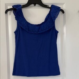 GAP Royal Blue Eyelet Ruffle Tank Top